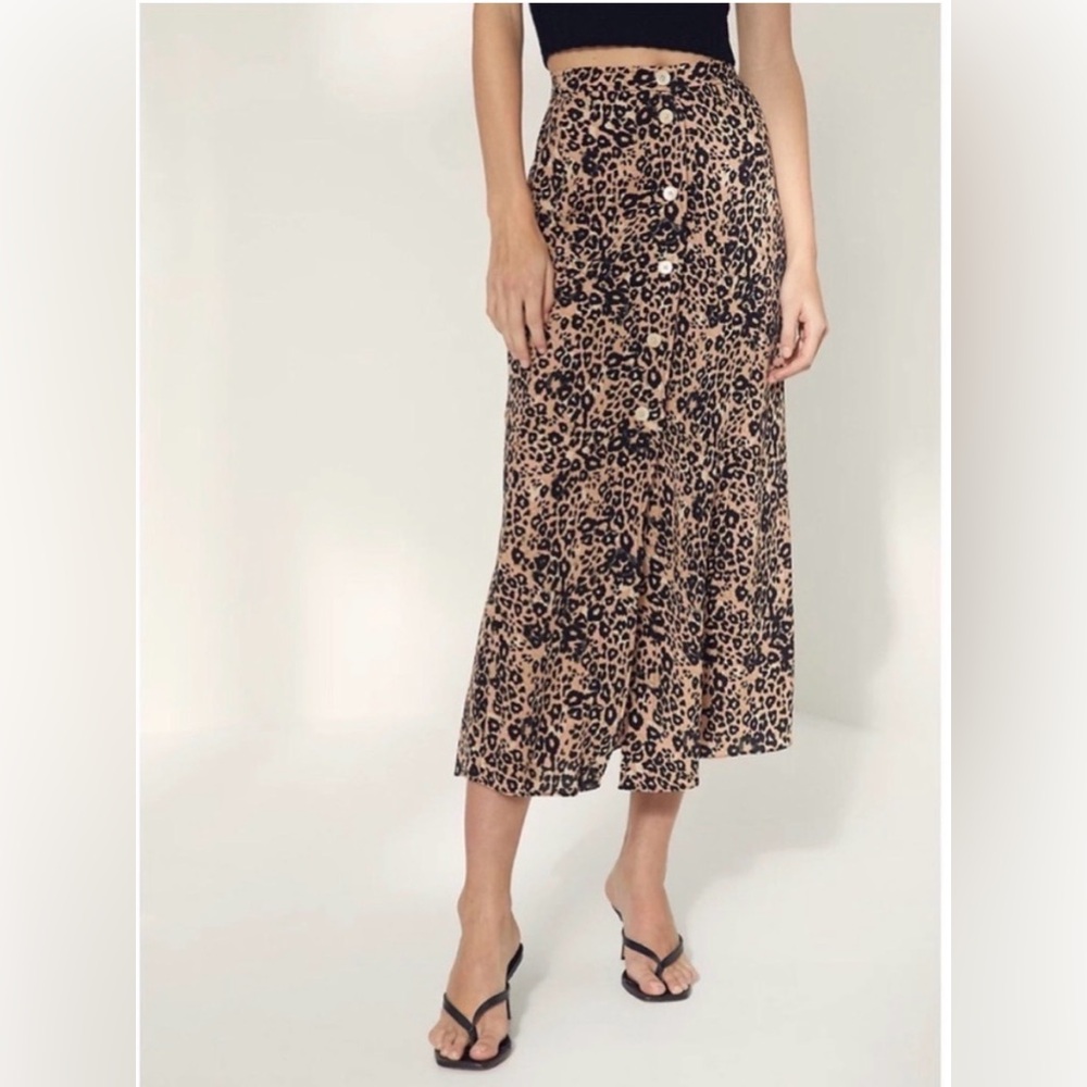 Wilfred Animal Print Midi Skirt in Black and Tan